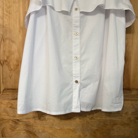 Michael Kors White Button-Down Ruffle Tank - Picture 3 of 10